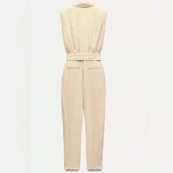 🔥🔥Zara women collard dart sleeveless jumpsuit with belt - Picture 4 of 4